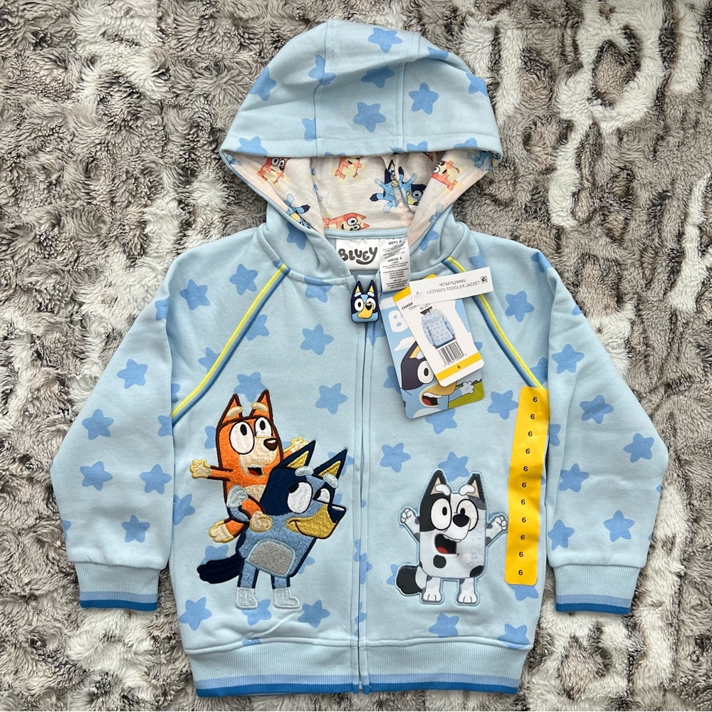Bluey Licensed Boys/Girls Unisex Size 6 Full-Zip Hoodie - Picture 1 of 2